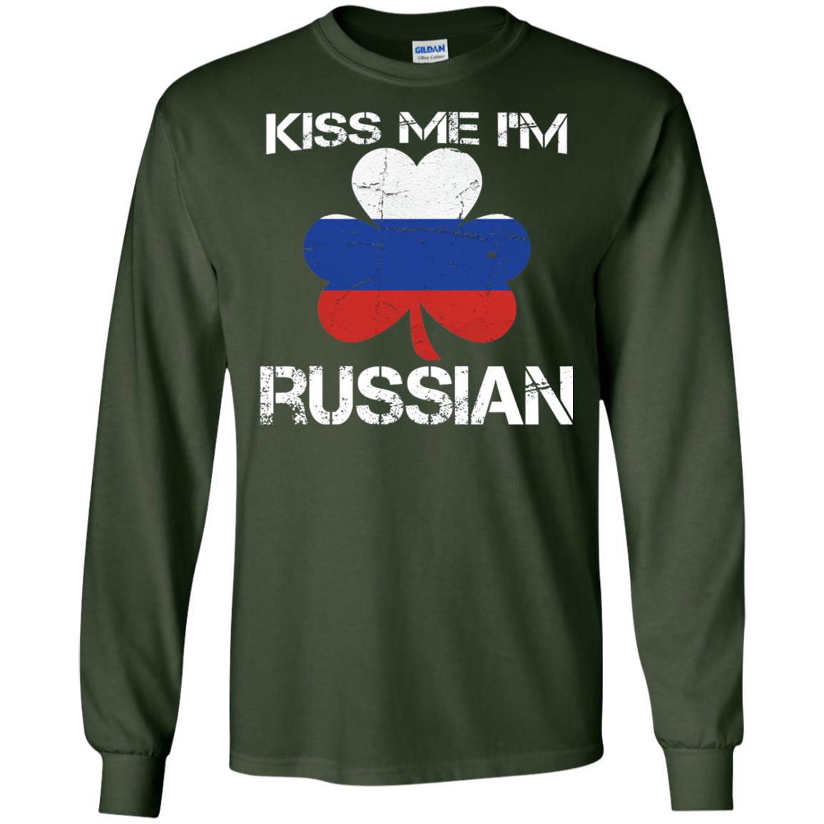 Kiss Me Russian Distressed St. Patrick_s Day 2018 T-shirt Forest Green