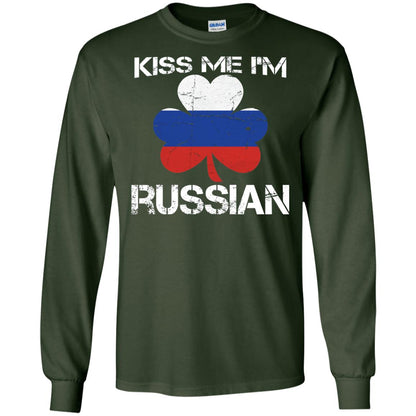 Kiss Me Russian Distressed St. Patrick_s Day 2018 T-shirt Forest Green