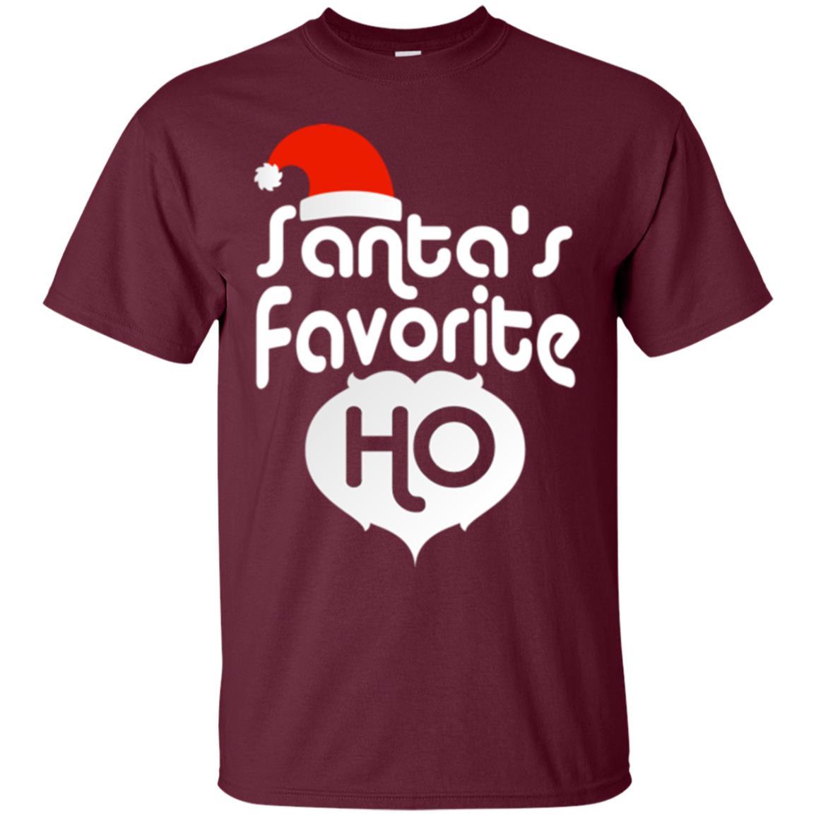 Christmas T-shirt Santa's Favorite Ho Maroon