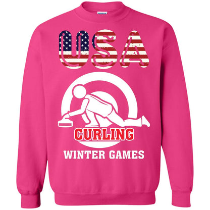 Usa Curling Winter Games Curling Lover T-shirt Heliconia