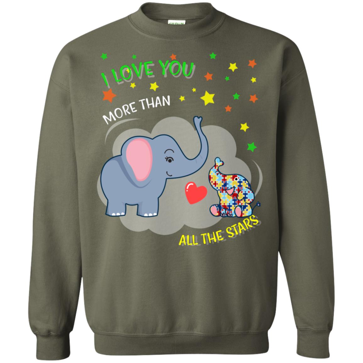 I Love You Morethan All The Stars Autism Awareness Shirt Military Green