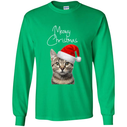 Cat Lovers T-shirt Merry Christmas Irish Green
