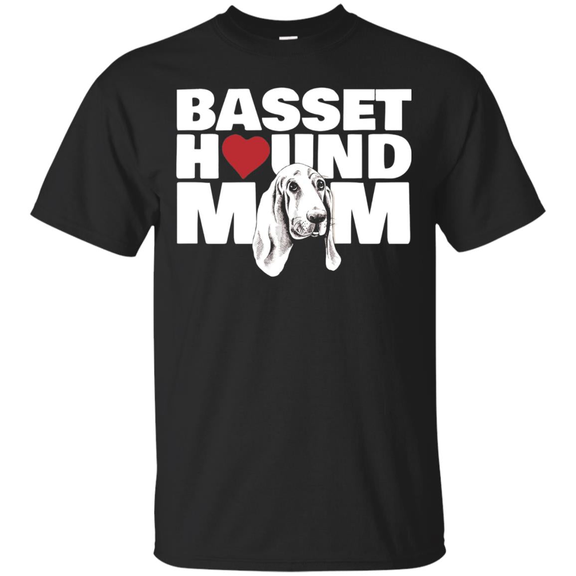 Basset Hound Mom Heart T-shirt Black