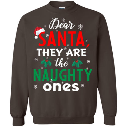 Dear Santa They Are The Naughty Ones Funny X-mas Gift Shirt Dark Chocolate
