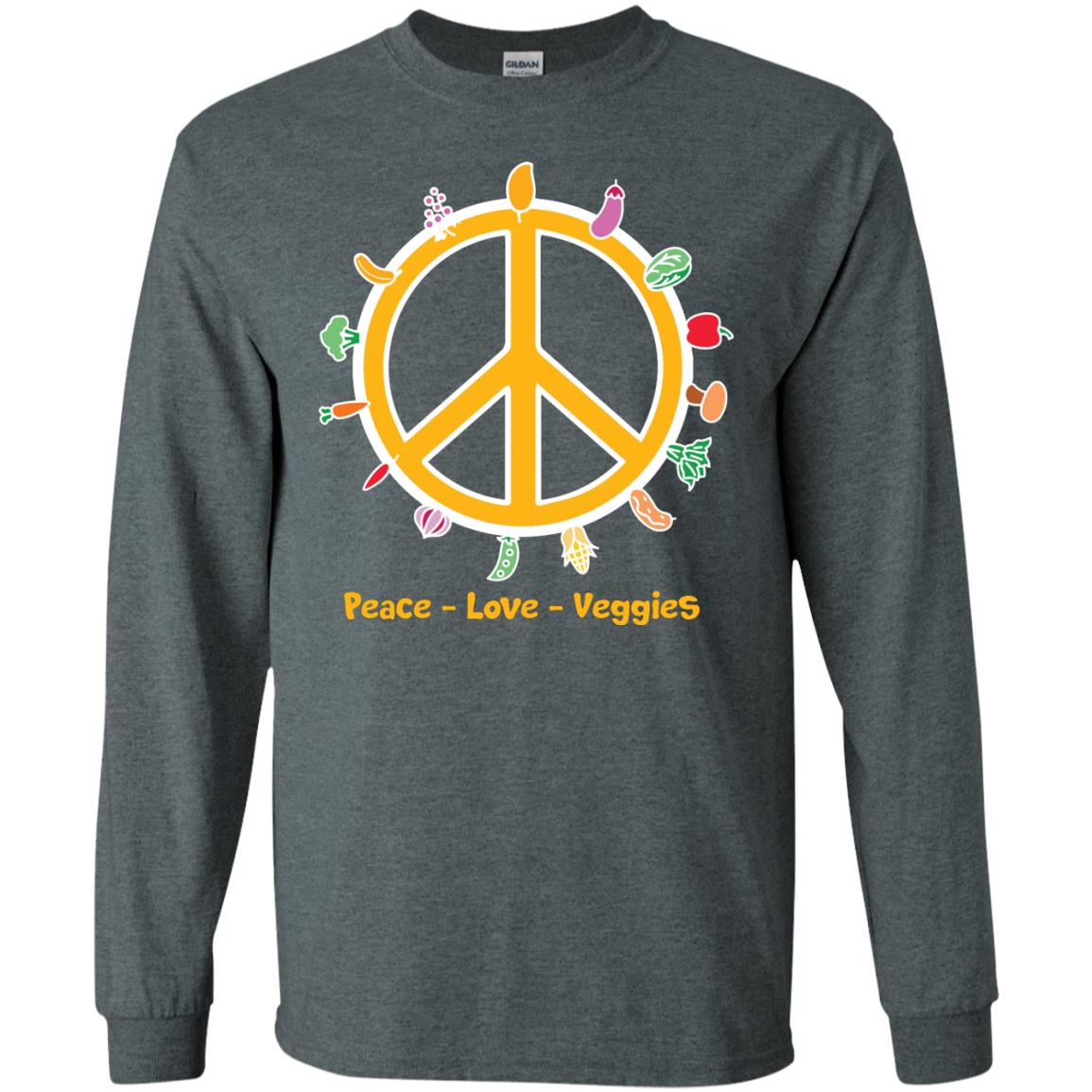 Vegetarian T-shirt Peace Love Veggies Dark Heather