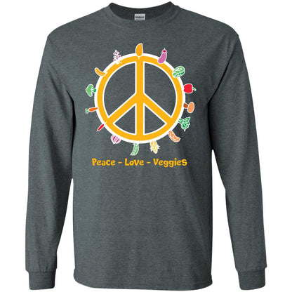Vegetarian T-shirt Peace Love Veggies Dark Heather