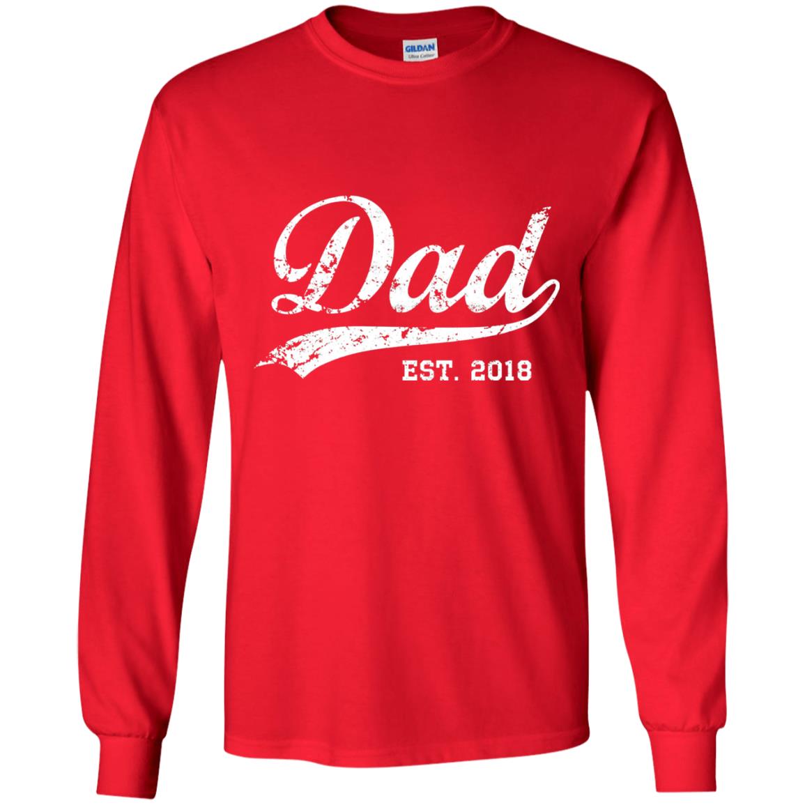 Dad Est. 2018 Vintage New Dad Daddy T-shirt Red