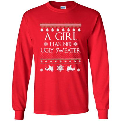 Christmas T-shirt Girl Has No Ugly Sweater Red
