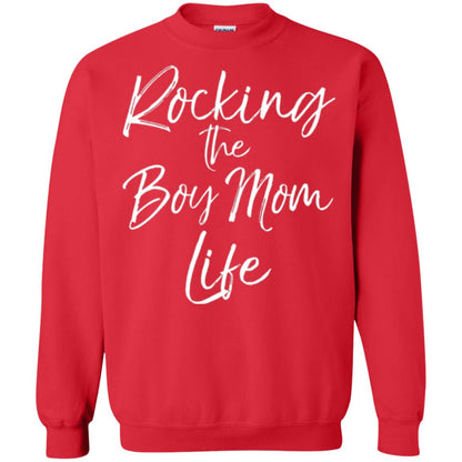 Mom T-shirt Rocking The Boy Mom Life Red