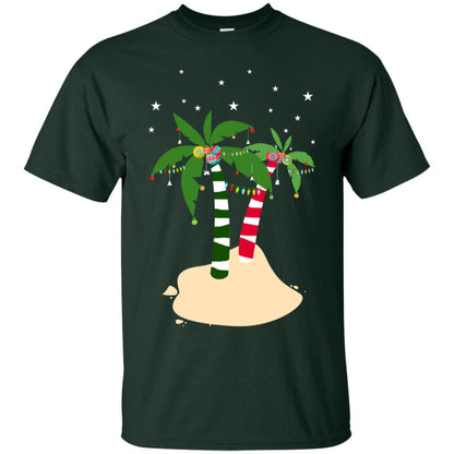 Decorated Tropical Coconut Tree Merry X-mas 2018 Gift Shirt Forest