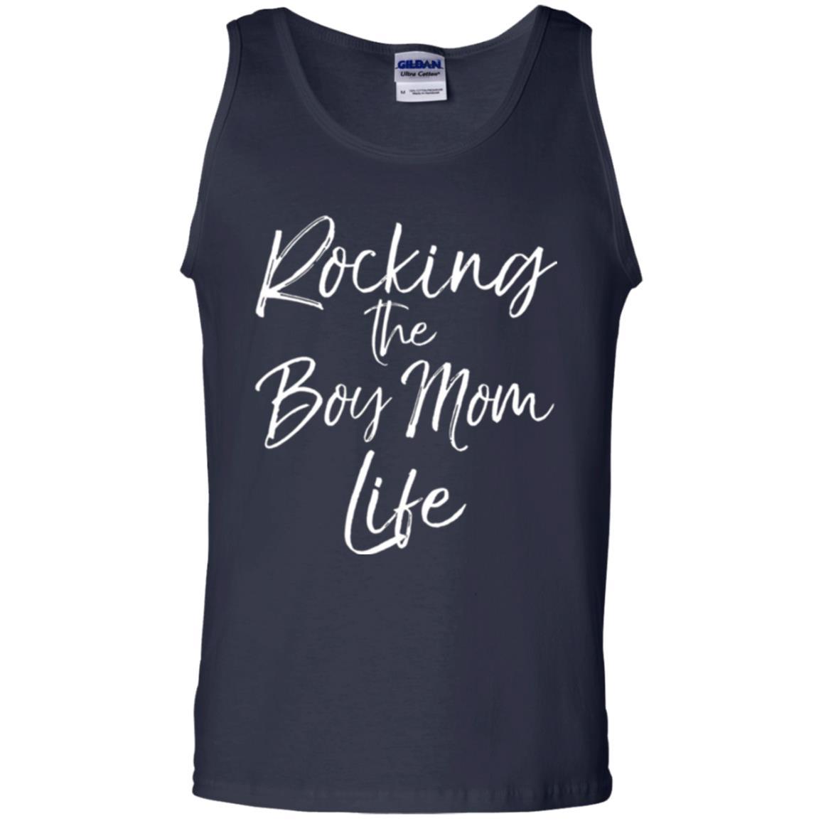 Mommy T-shirt Rocking The Boy Mom Life Navy