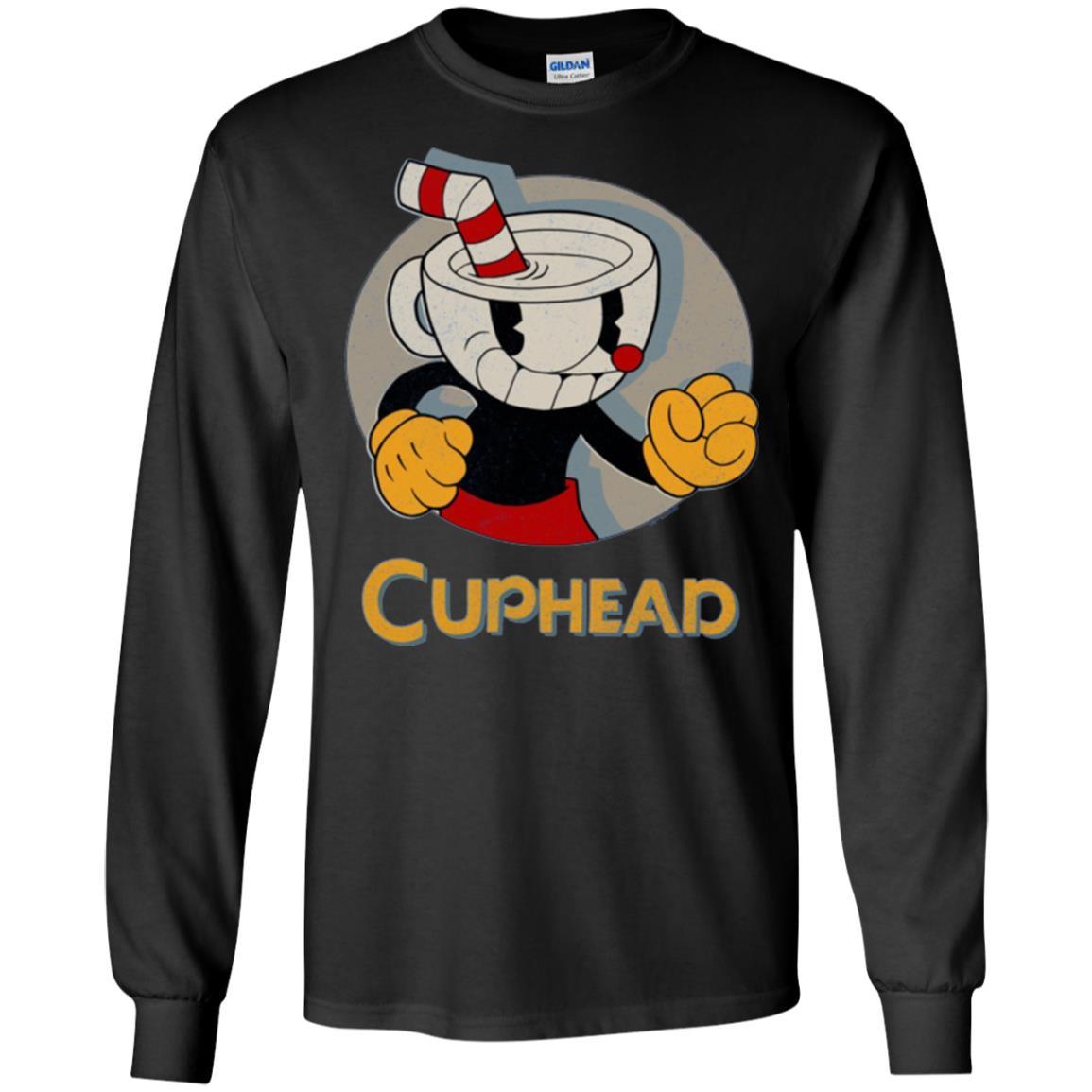 Cuphead Circle Shadow Profile Vintage Graphic T-shirt Black