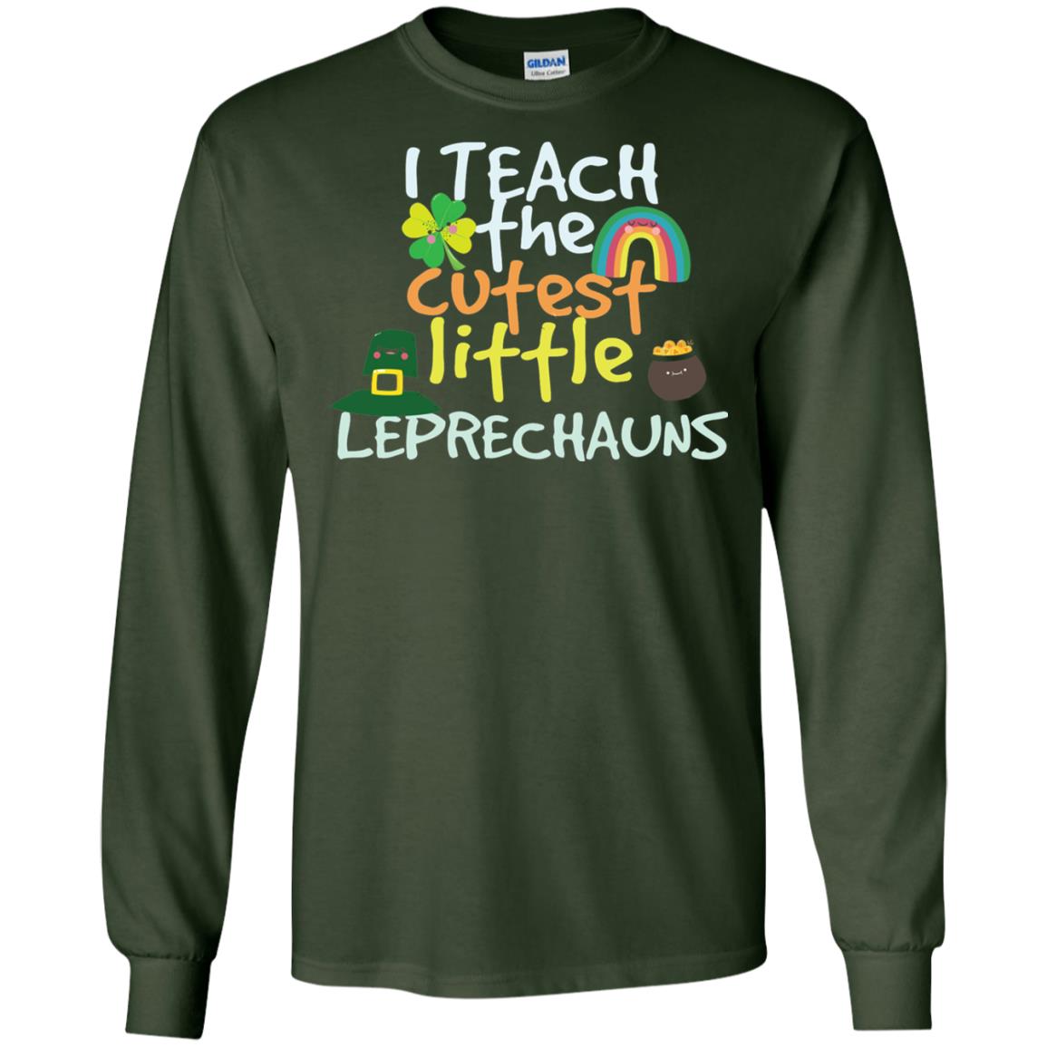 Cutest Little Leprechauns St. Patricks Day Teacher T-shirt Forest Green