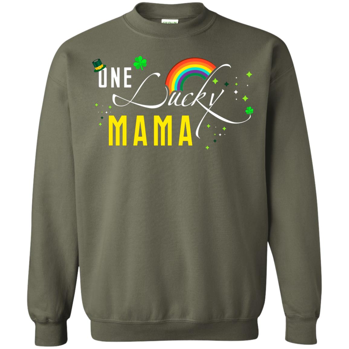 One Lucky Mama St. Patrick_s Day T-shirt Military Green