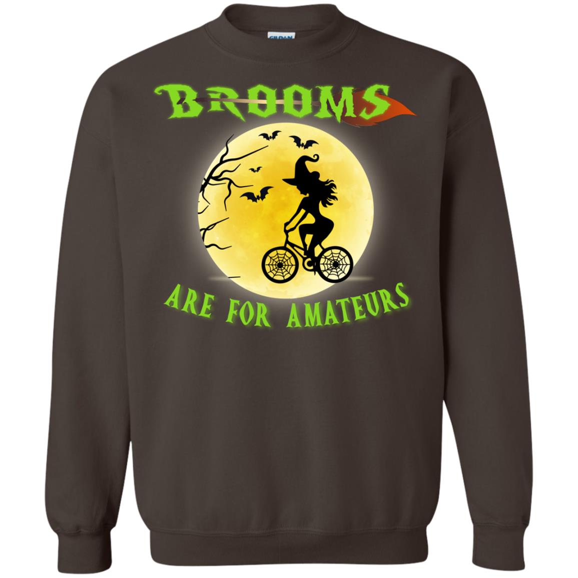 Brooms Are For Amateurs Witches Ride A Bicycle Funny Halloween Shirt Dark Chocolate