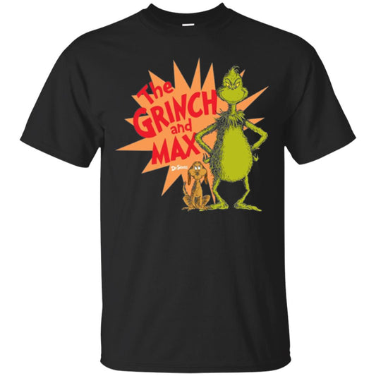 Cartoon T-shirt Dr. Seuss Grinch And Max Burst Black
