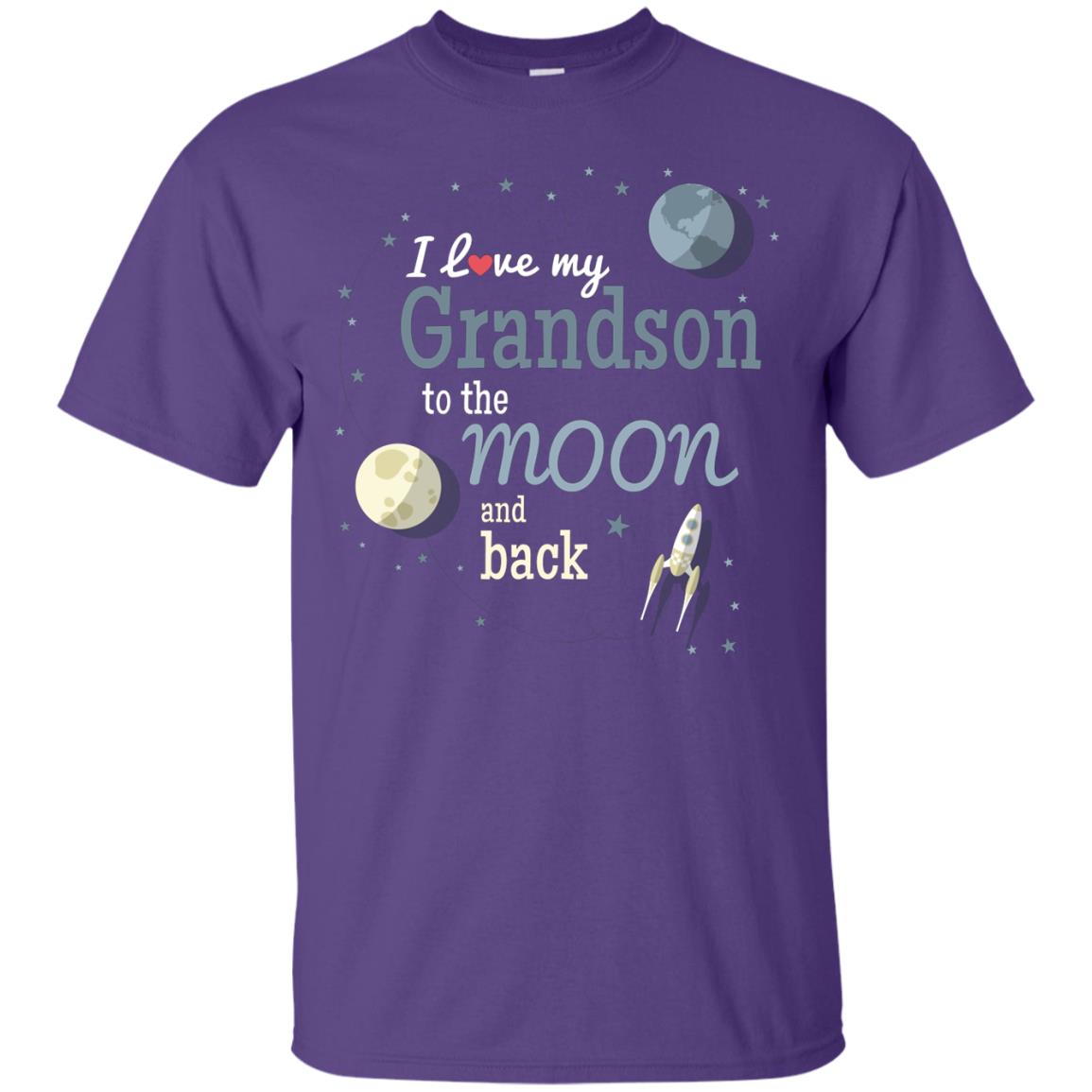 I Love My Grandson To The Moon And Back Grandparents Shirt Purple
