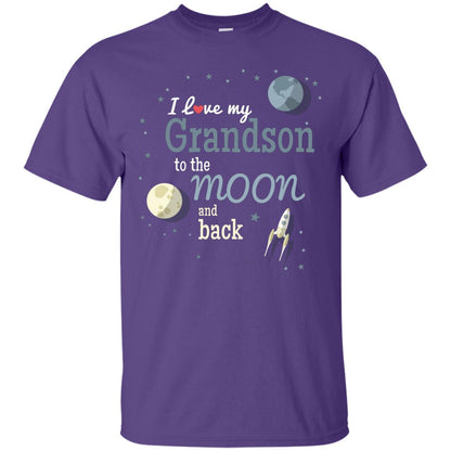 I Love My Grandson To The Moon And Back Grandparents Shirt Purple