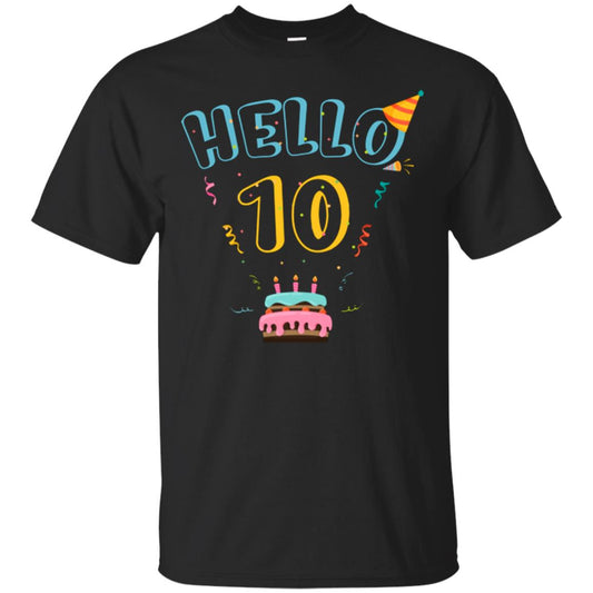 Hello 10 Ten Years Old 10th 2008s Birthday Gift Shirt Black