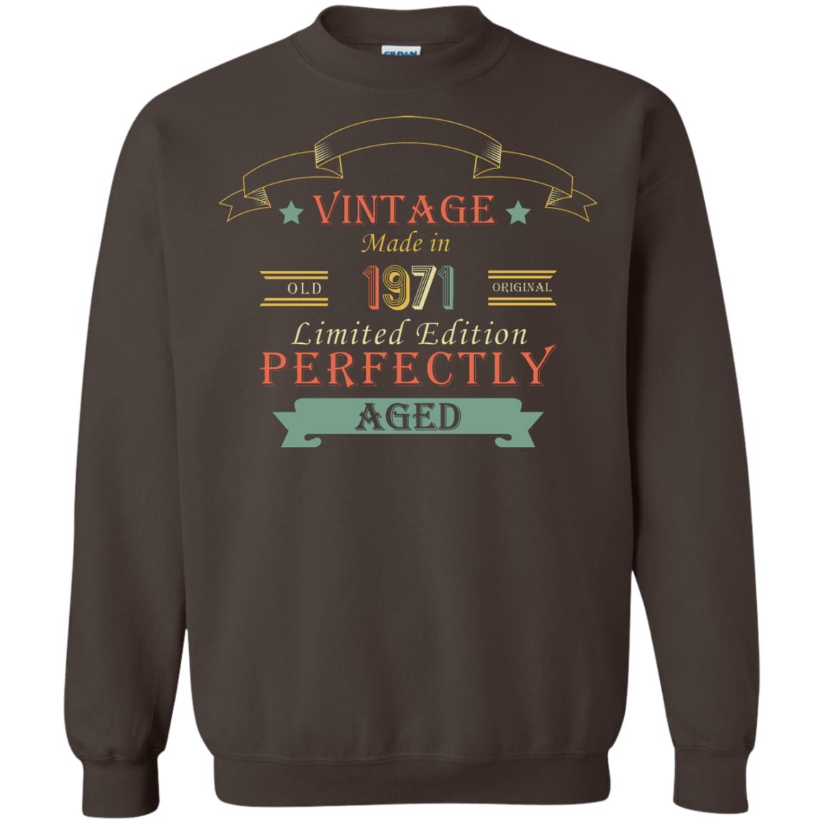Vintage Made In Old 1971 Original Limited Edition Perfectly Aged 47th Birthday T-shirt Dark Chocolate