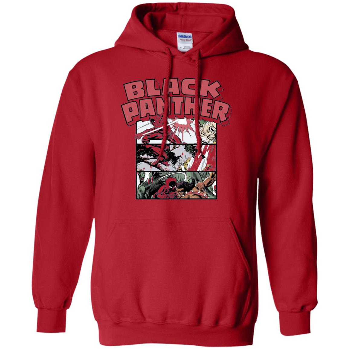 Black Panther Retro Comic Stacked Panel Art T-shirt Red