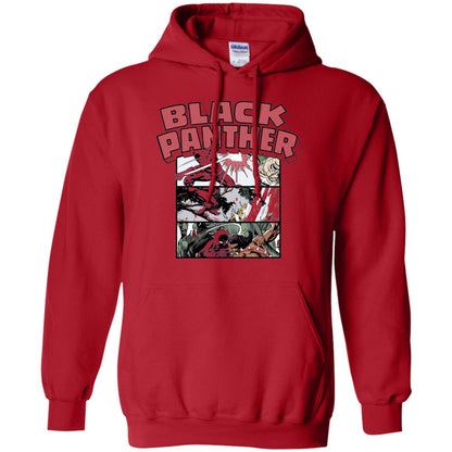 Black Panther Retro Comic Stacked Panel Art T-shirt Red