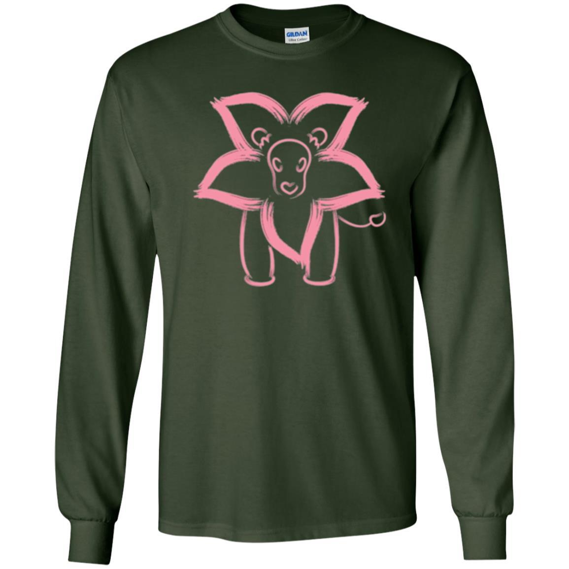 Cartoon T-shirt Flower Lion Outline Graphic Forest Green