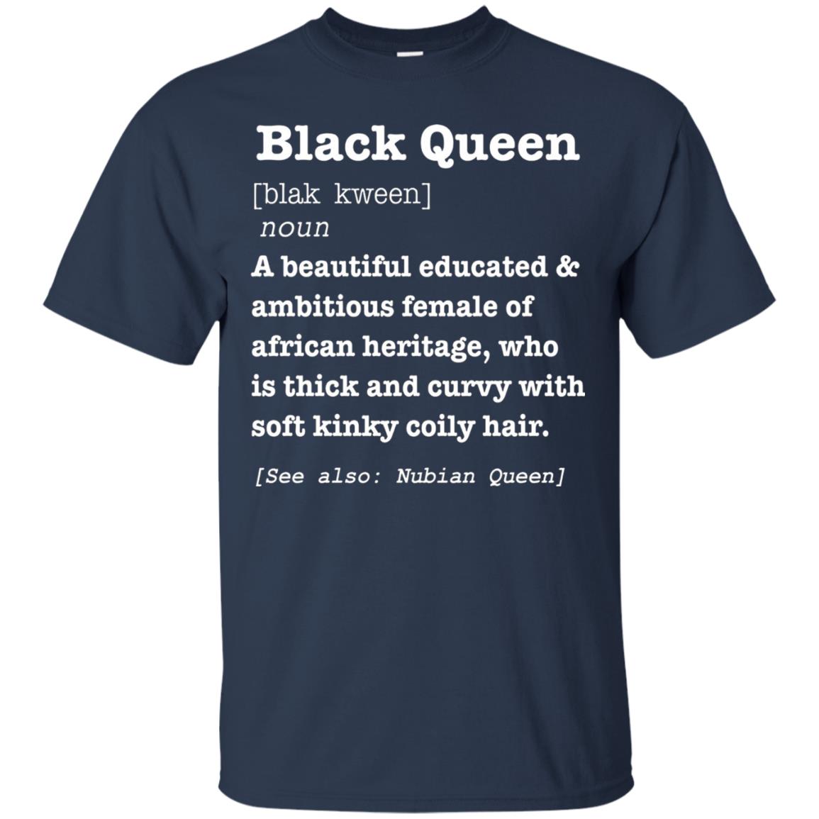 African Pride Melanin Educated T-shirt Black Queen Definition Navy