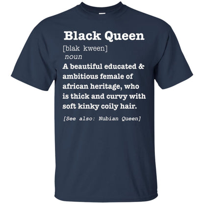 African Pride Melanin Educated T-shirt Black Queen Definition Navy