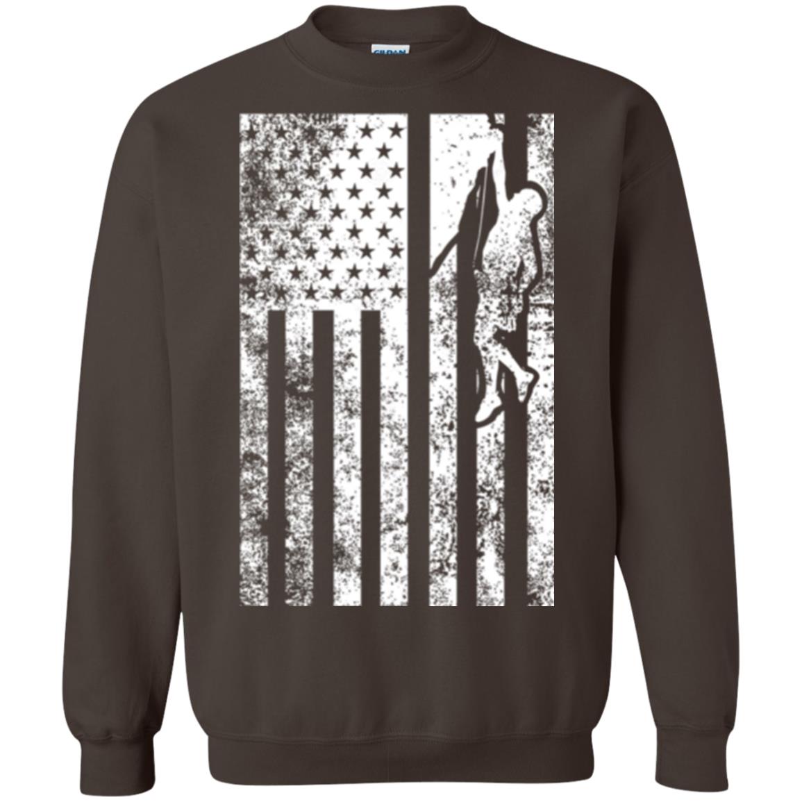 Rock Climbing T Shirt - Rock Climbing Flag Of United States T-shirt Dark Chocolate