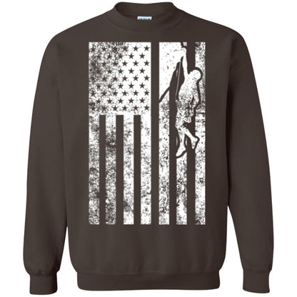 Rock Climbing T Shirt - Rock Climbing Flag Of United States T-shirt Dark Chocolate