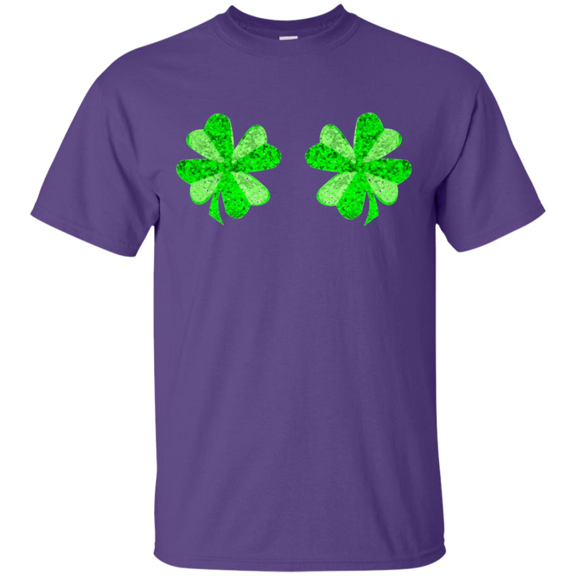 Funny Shamrock Boobs St Patricks Day T-shirt Purple