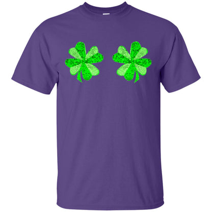 Funny Shamrock Boobs St Patricks Day T-shirt Purple