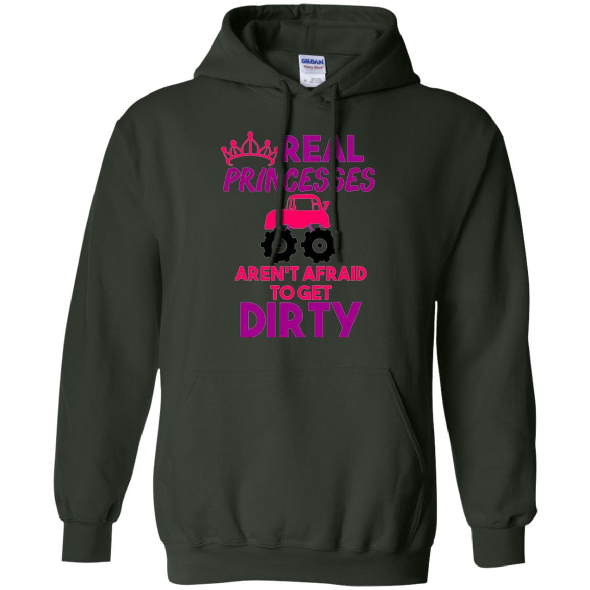 Monster Truck Girl T-shirt Real Princesses Get Dirty Forest Green