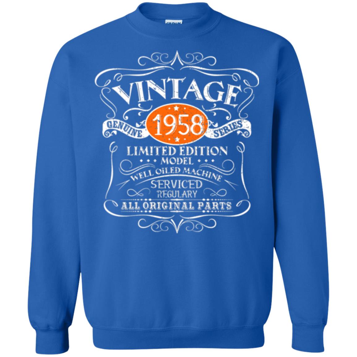 Vintage 60th Birthday T-shirt 1958 All Original Parts Royal