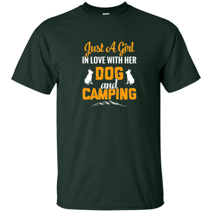 Just A Girl In Love With Her Dog And Camping Dog Lover T-shirt Forest