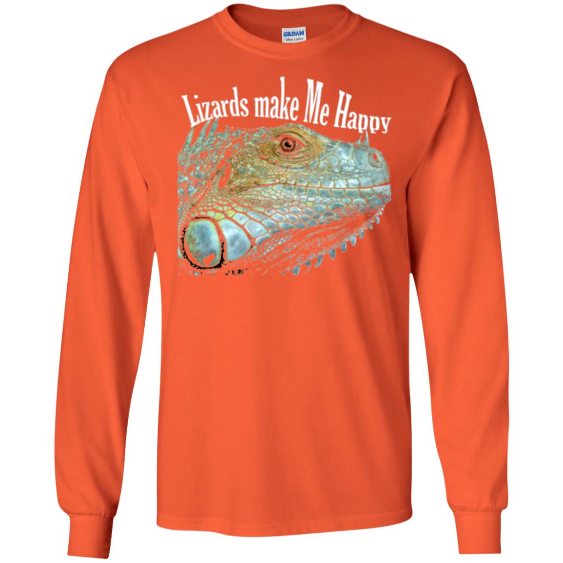 Reptiles Lovers T-shirt Lizards Make Me Happy Orange