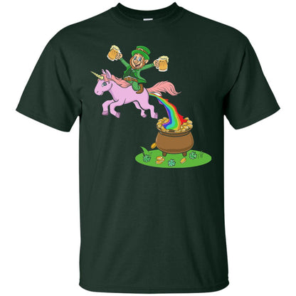 Leprechaun Riding A Unicorn Funny St Patricks Day T-shirt Forest