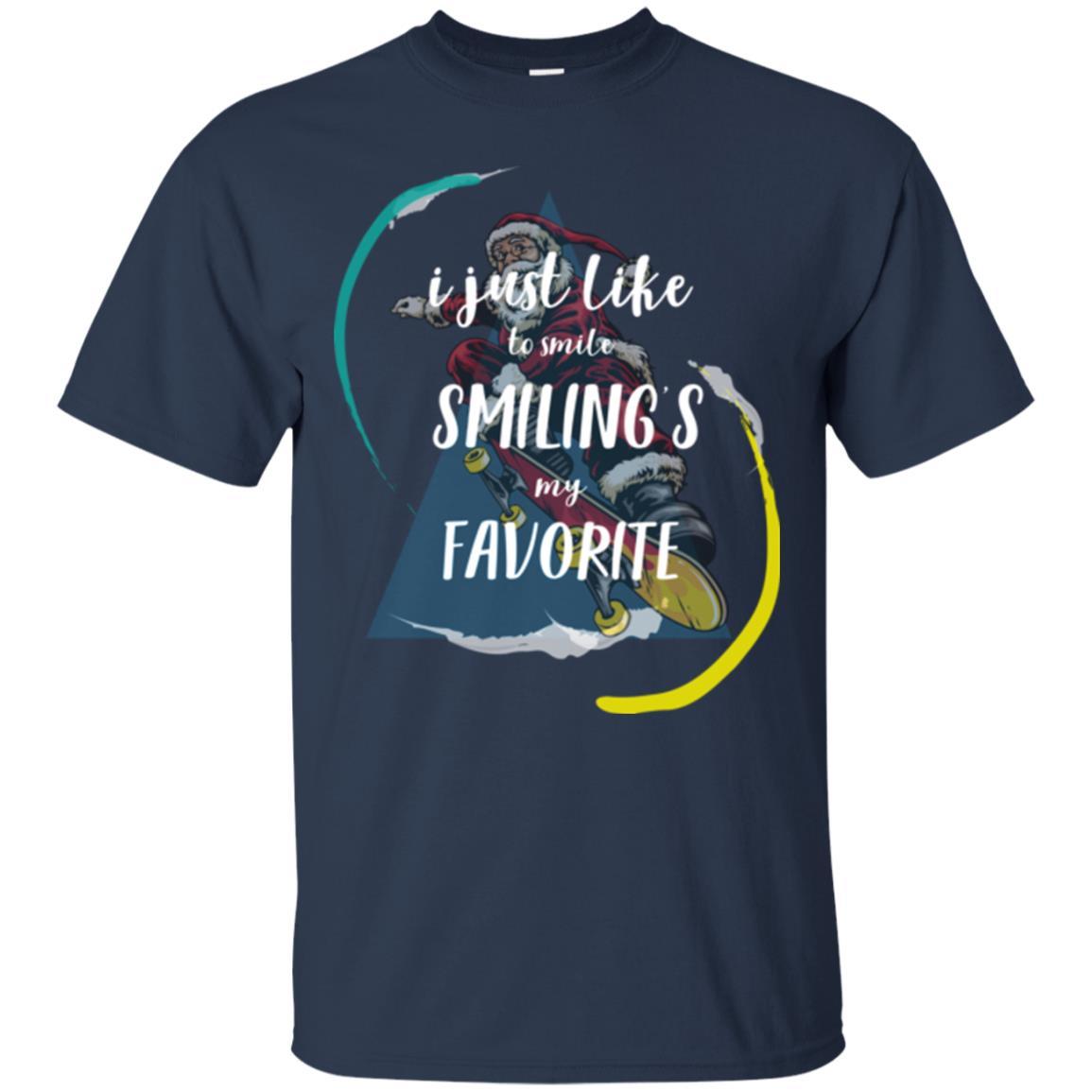 Christmas T-shirt I Just Like To Smile Smiling My Favorite Navy