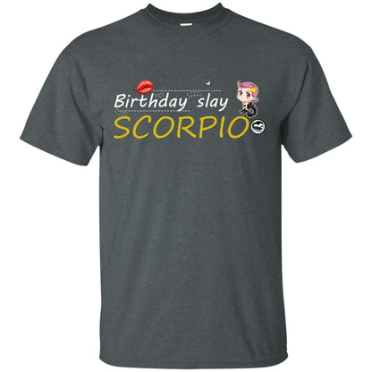 Cute Scorpio Girl Birthday Lip Slay T-shirt Dark Heather