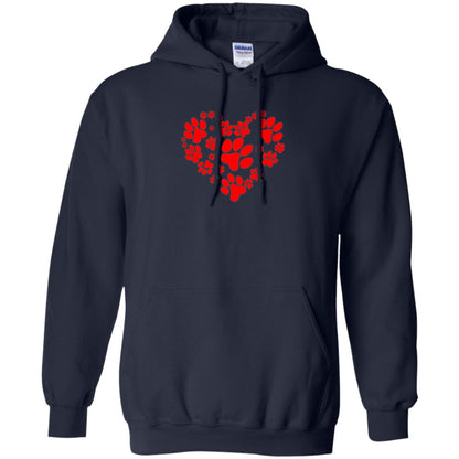 Dog Lover T-shirt Dog Paw Heart Valentine T-shirt Navy