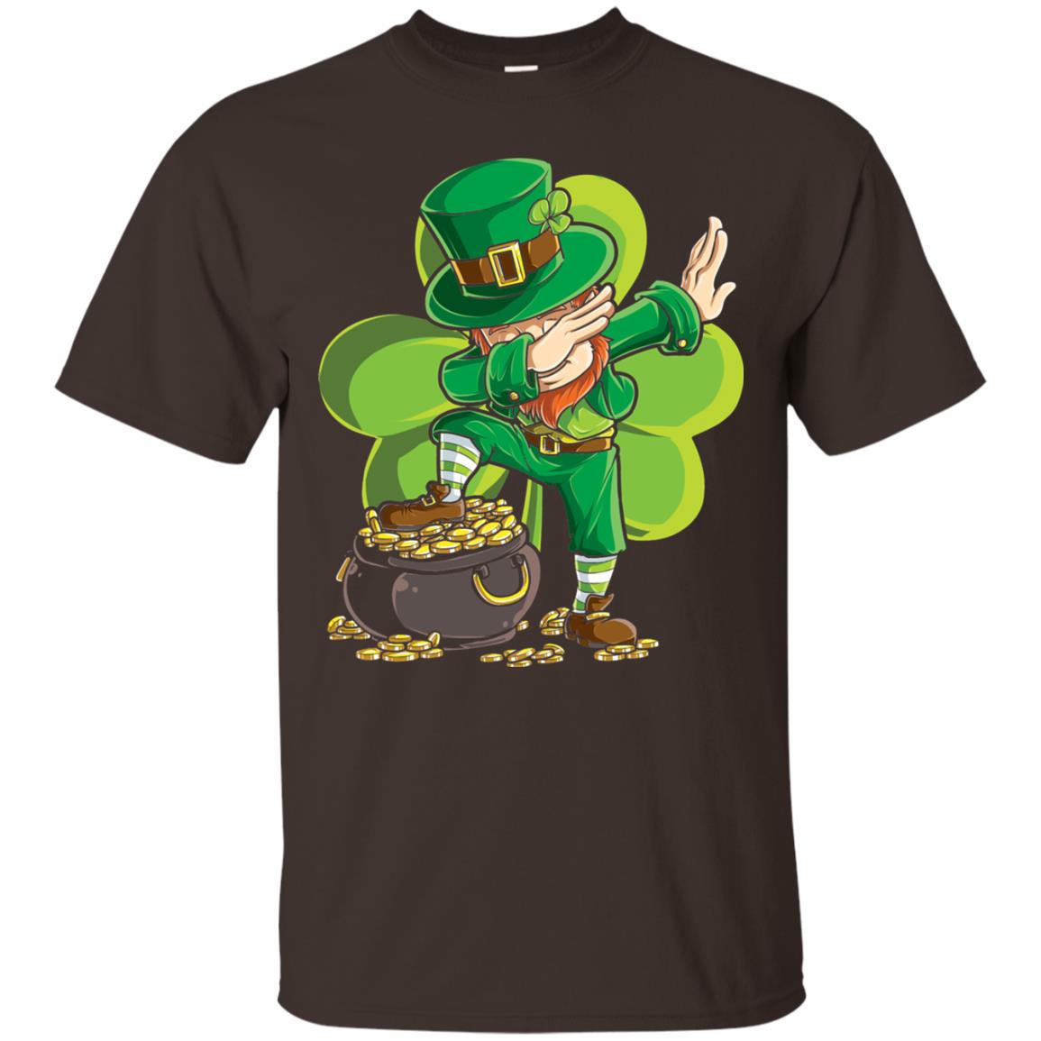 Dabbing Leprechaun St Patricks Day T-shirt Dark Chocolate