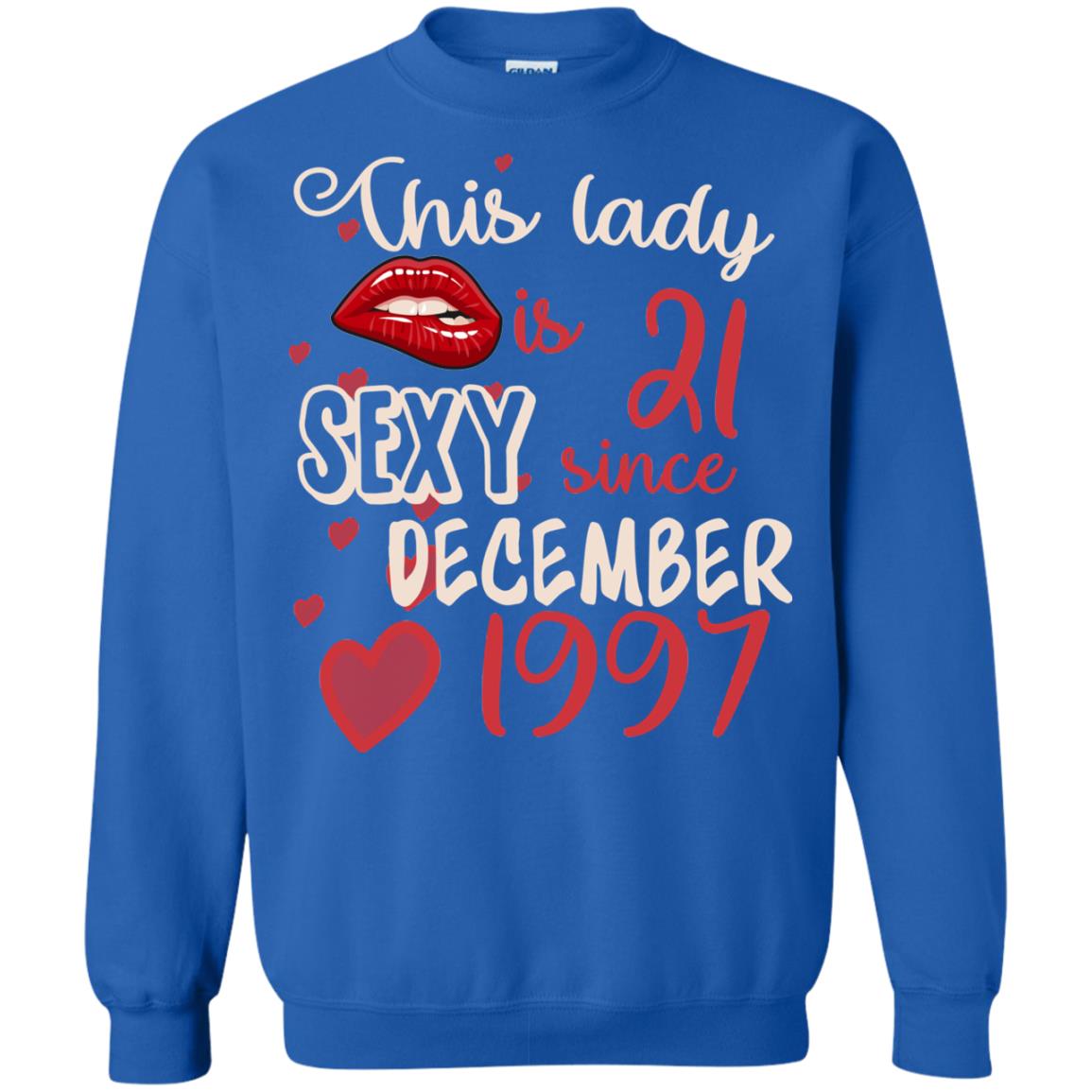 This Lady Is 21 Sexy Since December 1997 21st Birthday Shirt For December Womens Royal