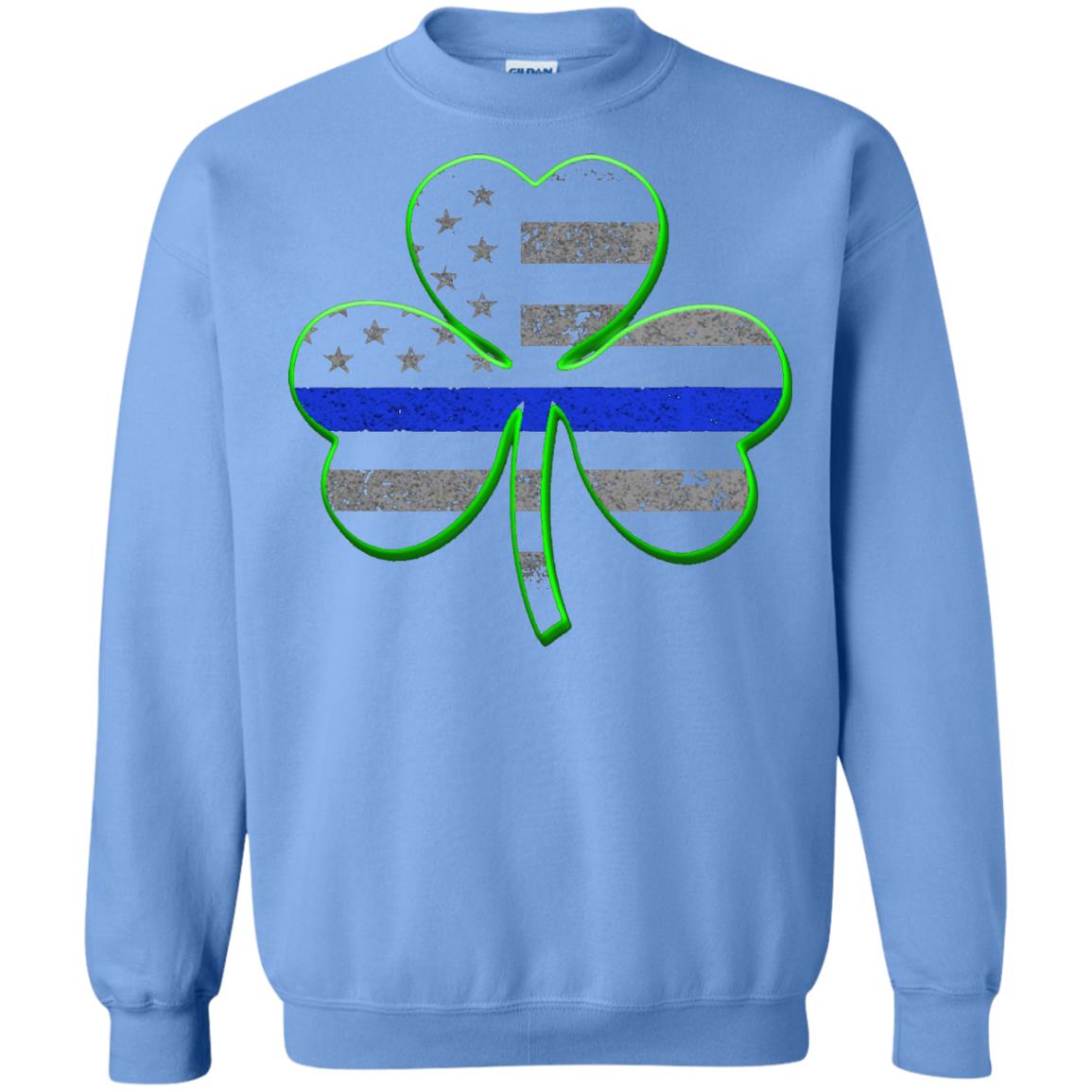 Thin Blue Line St Patrick_s Day Clover T-shirt Carolina Blue