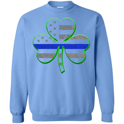 Thin Blue Line St Patrick_s Day Clover T-shirt Carolina Blue