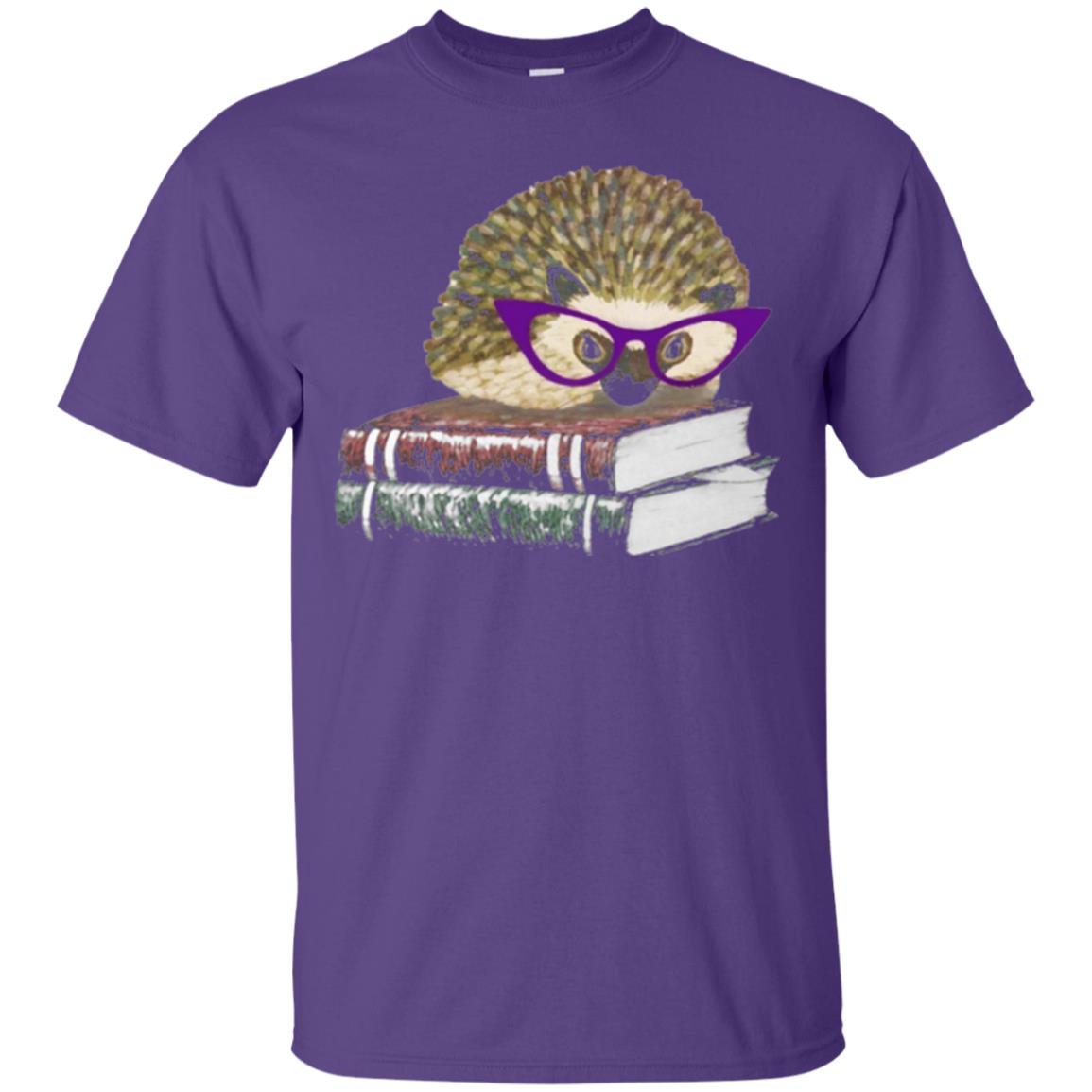 Adorable Hedgehog Book Nerd Gift Shirt Purple