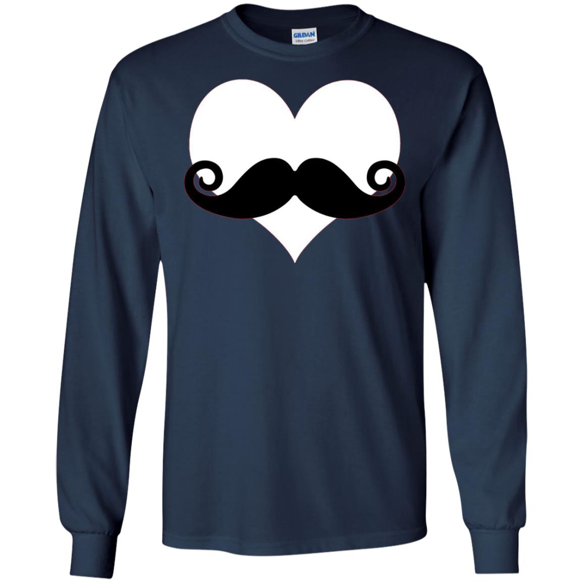 Mustache Heart Valentines Day T-shirt Navy