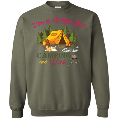 I’m A Simple Girl I Love Shiba Inu Camping And Wine Shirt Military Green