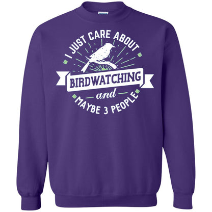 Birdwatching T-shirt I Just Care About Birdwatching Purple