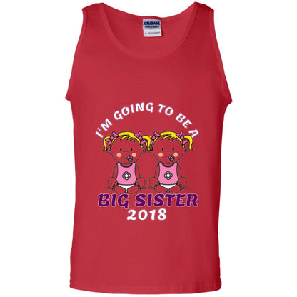 Family T-shirt I_m Going To Be A Big Sister Of Twins 2018 Red